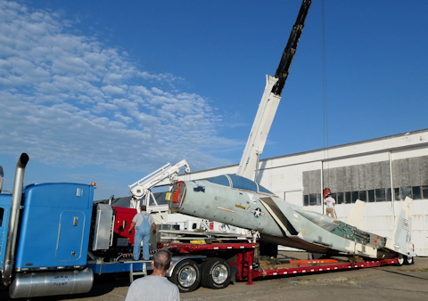 Removing the F-15A from the low loader